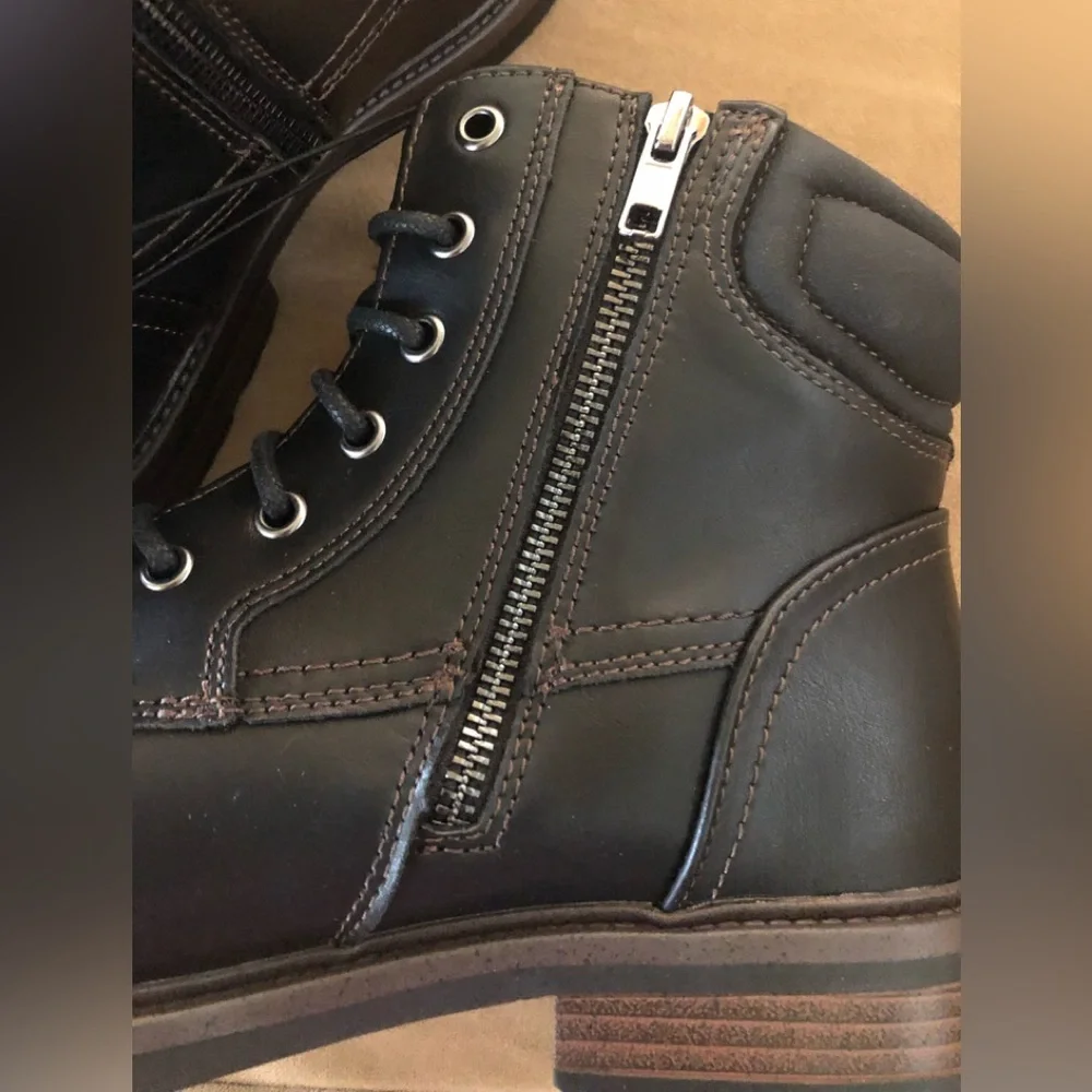 GEORGE Mens Ankle Boots Size 9 Side  Zip Lace Up Comfort Insole Black